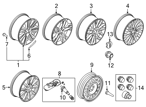 2015 Lincoln MKC Wheel Lock Kit Diagram for ACPZ-1A043-A