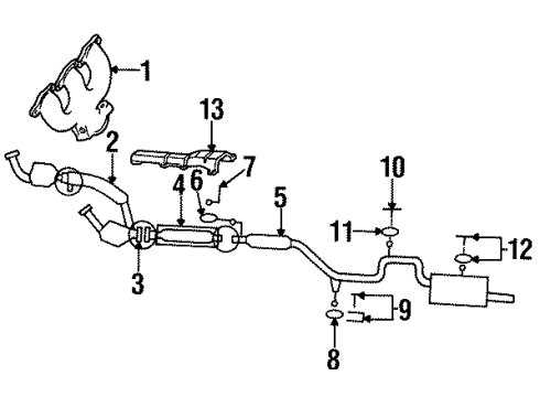1993 Mercury Sable Converter & Pipe Gasket Diagram for F3DZ-5E241-A