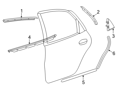 2003 Ford Taurus Exterior Trim - Rear Door Diagram
