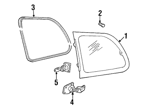 2002 Ford Windstar Side Glass, Gray Tint, Driver Side Diagram for 6F2Z-17297A27-BA