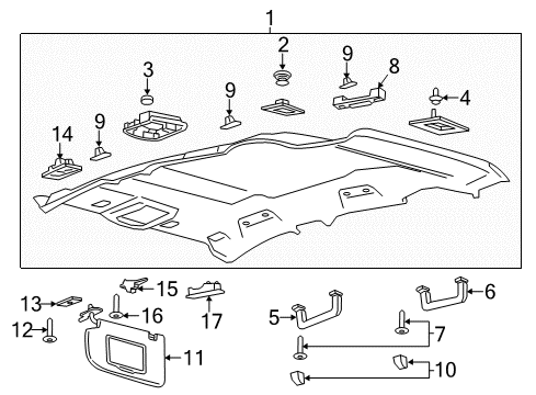 2016 Lincoln MKC Interior Trim - Roof Diagram