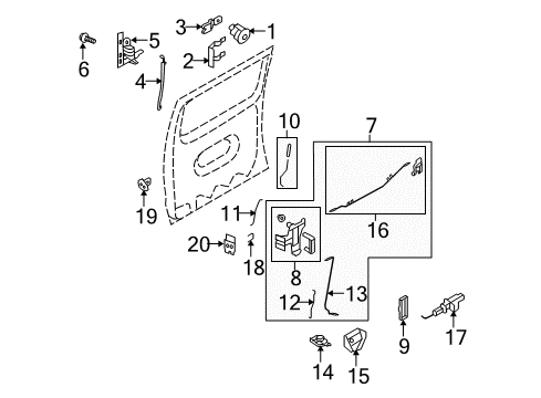 2013 Ford E-250 Side Loading Door - Lock & Hardware Diagram