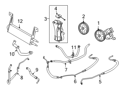 2009 Ford F-250 Super Duty P/S Pump & Hoses, Steering Gear & Linkage Diagram