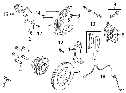 2021 Ford Explorer Caliper Support, Front Passenger Side Diagram for L1MZ-2C396-G