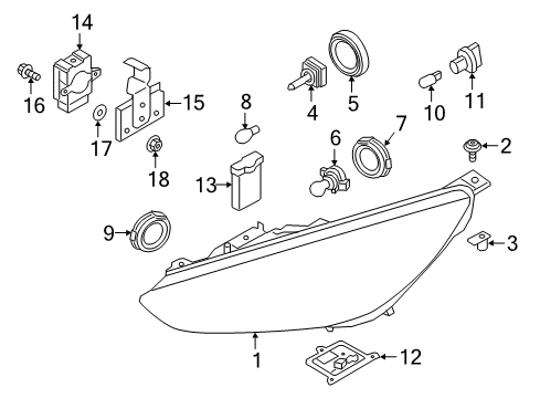2017 Ford Focus Signal Lamp Bulb, Clear Diagram for F1EZ-13466-A