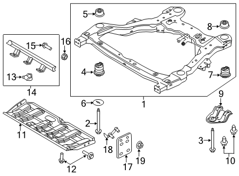 2017 Ford Police Interceptor Utility Crossmembers & Components - Front Diagram 2 - Thumbnail