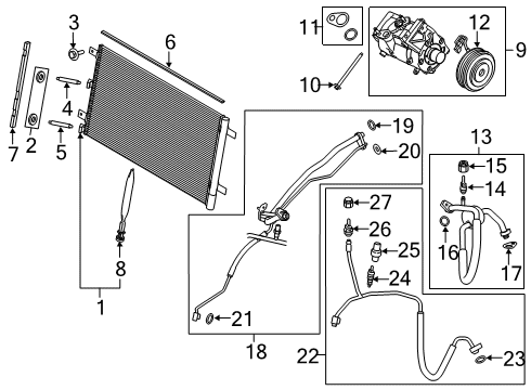 2019 Ford F-150 A/C Condenser, Compressor & Lines Diagram