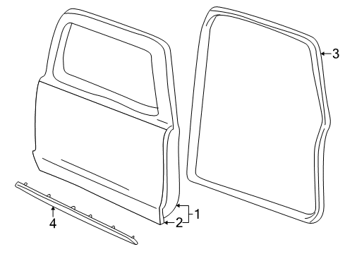 2003 Ford Explorer Sport Weatherstrip, Upper Passenger Side Diagram for 3L2Z-9820708-AB