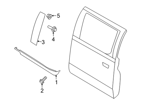 2022 Ford F-150 Exterior Trim - Rear Door Diagram