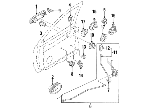 1997 Ford Aspire Lift Cylinder, Driver Side Diagram for F4BZ61406A11A