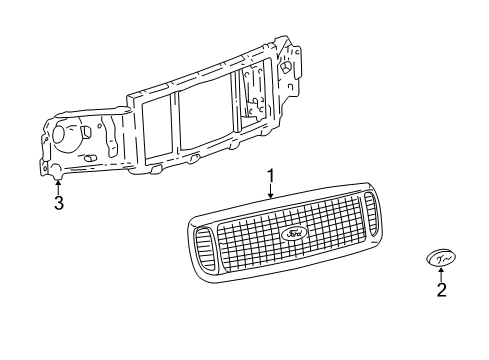 2004 Ford Excursion Grille & Components Diagram