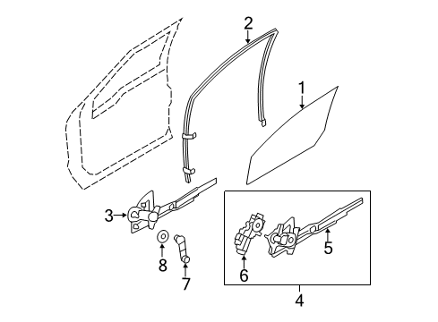 2014 Ford F-250 Super Duty Front Door - Glass & Hardware Diagram