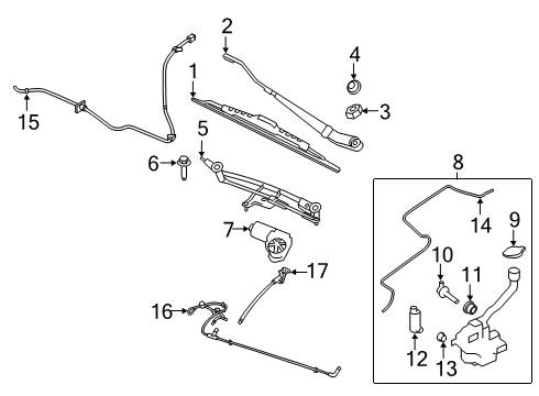 2017 Lincoln MKT Windshield - Wiper & Washer Components Diagram
