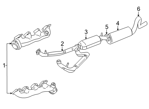 2001 Ford E-350 Econoline Club Wagon Exhaust Components, Exhaust Manifold Diagram
