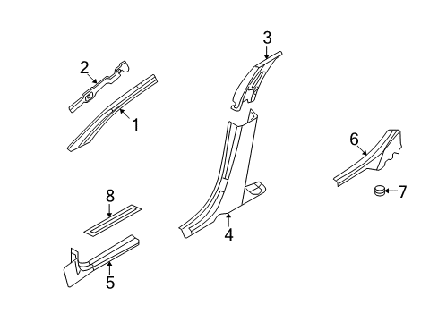 2007 Ford Fusion Interior Trim - Pillars, Rocker & Floor Diagram