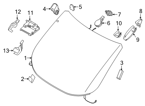 2021 Ford Transit Connect Glass - Windshield Diagram