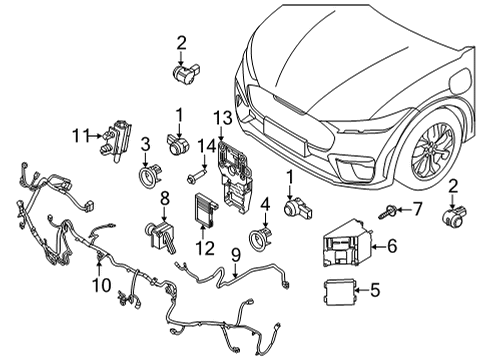 2022 Ford Mustang Mach-E Electrical Components - Front Bumper Diagram
