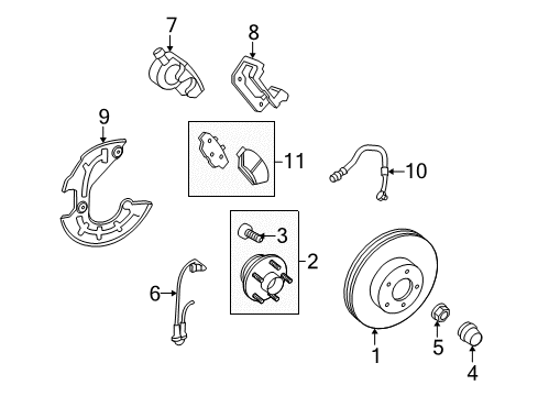2012 Ford Mustang Caliper, Front Driver Side Diagram for BR3Z-2B121-B