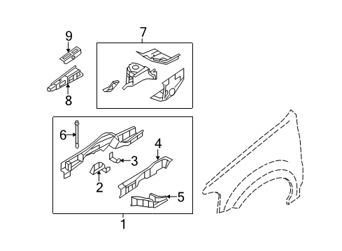 2012 Ford Escape Structural Components & Rails Diagram 1 - Thumbnail