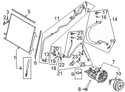 2021 Ford F-250 Super Duty A/C Condenser, Compressor & Lines Diagram