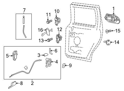 2012 Lincoln Navigator Rear Door - Lock & Hardware Diagram