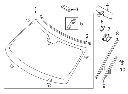 2011 Ford Explorer Windshield Glass, Exterior Moldings Diagram