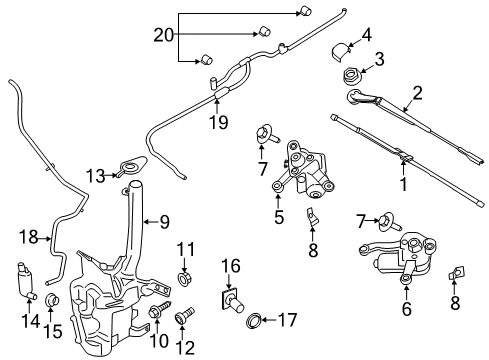 2014 Ford Fusion Wiper & Washer Components Diagram