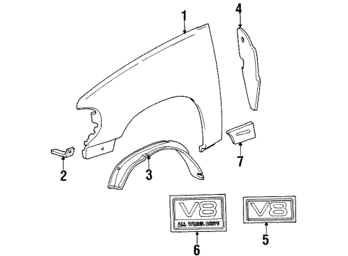 1997 Mercury Mountaineer Emblem, Rear Passenger Side Diagram for F7DZ-16098-AA