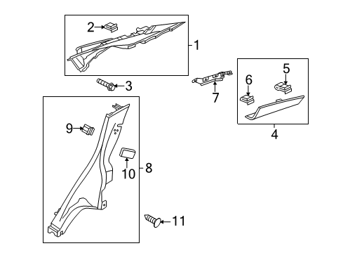 2019 Ford Fiesta Interior Trim - Quarter Panels Diagram