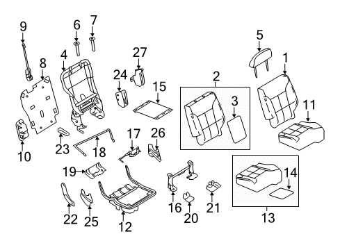 2009 Lincoln MKX Rear Seat Components Diagram