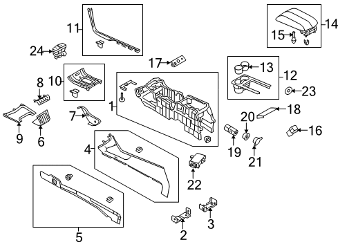 2017 Lincoln MKT Front Console, Rear Console Diagram 1 - Thumbnail