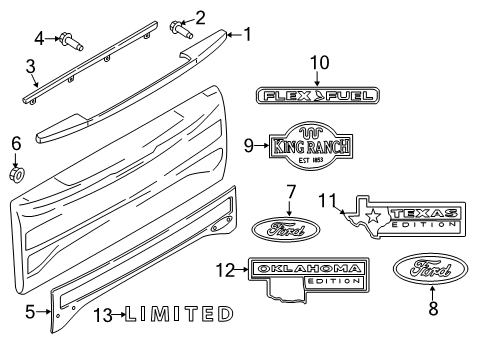 2018 Ford F-250 Super Duty Exterior Trim - Tail Gate Diagram