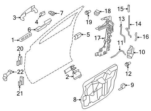 2009 Lincoln MKX Front Door - Lock & Hardware Diagram