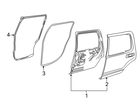 2003 Lincoln Aviator Rear Door, Body Diagram