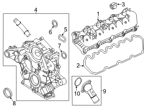 2021 Ford F-250 Super Duty Valve & Timing Covers Diagram