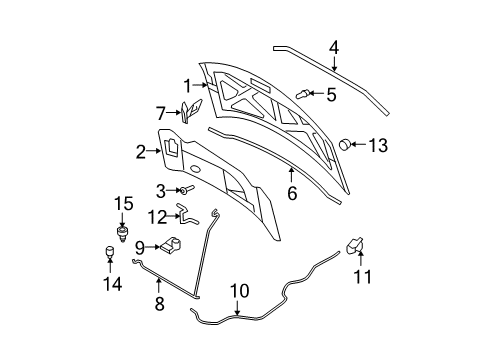 2010 Ford Edge Hood & Components Diagram