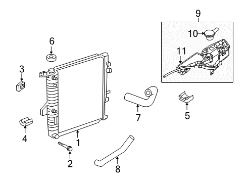 2007 Ford Explorer Sport Trac Radiator & Components Diagram