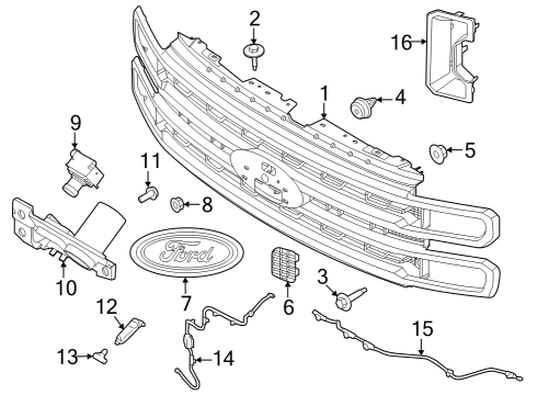 2023 Ford F-350 Super Duty Grille & Components Diagram 1 - Thumbnail