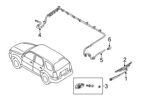 2005 Ford Escape Lift Gate - Wiper & Washer Components Diagram