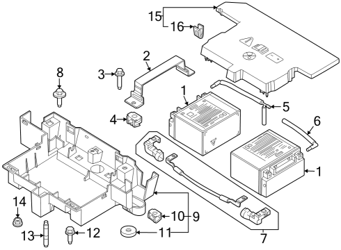2023 Ford F-250 Super Duty Battery Tray Nut Diagram for -W520513-S437