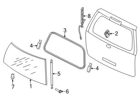 2012 Lincoln Navigator Lift Gate - Glass & Hardware Diagram
