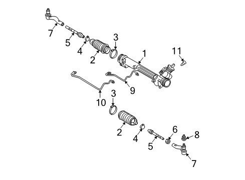 2009 Lincoln Town Car Outer Tie Rod, Passenger Side Diagram for 6W1Z-3A130-A