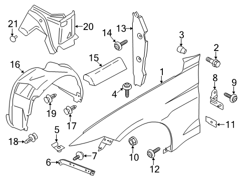 2015 Ford Mustang Fender Liner, Front Driver Side Diagram for FR3Z-16103-C