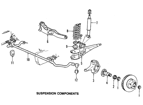 1993 Ford F-150 Front Suspension Components, Stabilizer Bar & Components Diagram