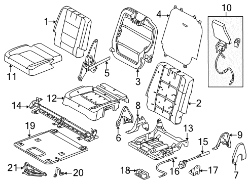 2017 Ford Explorer Seat Back Cover, Camel, Rear Passenger Side Diagram for JB5Z-7866600-CB