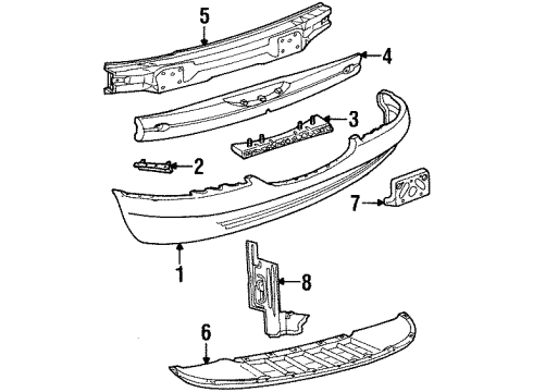1997 Lincoln Mark VIII Impact Bar, Front Diagram for F7LZ17757AA