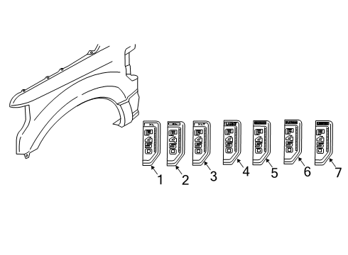 Nameplate, Front Passenger Side Diagram for HC3Z-16720-DE