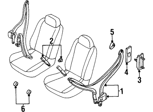 2001 Mercury Villager Shoulder Belt, Front Driver Side Diagram for 1F5Z-1261203-AAB