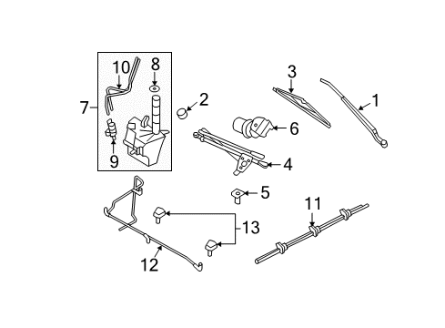 2008 Mercury Mariner Windshield - Wiper & Washer Components Diagram 1 - Thumbnail