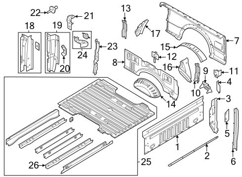 2023 Ford F-350 Super Duty Front & Side Panels, Floor Diagram 3 - Thumbnail